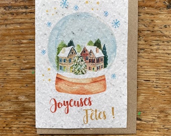 Carte Joyeuses fêtes, carte à planter Noël, carte à planter, aquarelle Noël, carte bonne année