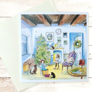 Große Adventskalenderkarte, Weihnachtsillustrationskarte, Adventskalender, Aquarell-Weihnachtsbaumkarte, Kalenderillustration