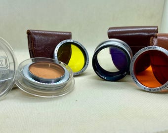 ¡Lentes Rollei vintage! Original Franke & Heidecke Rollei-Naranja y Amarillo Medio, Rolleinar 1 y Lumex Naranja