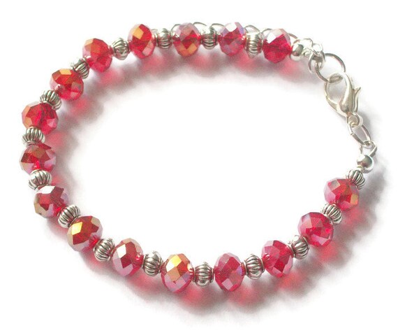 Red Swarovski Crystal Heart Bracelet