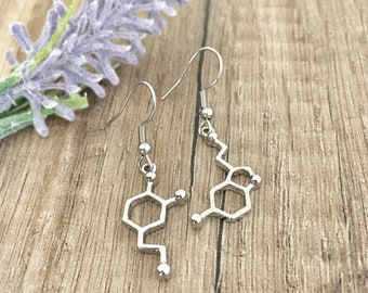 Serotonin Dopamine Earrings, Molecule Earrings, Scientist Gift, Happiness Jewelry, Graduation Gift, Graduation Earrings, Biology Jewelry,