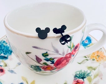 Mickey Mouse oorknopjes, op Disney geïnspireerde oorstekers, zwarte Mickey Mouse oorknopjes, Mickey Mouse hoofdoorknopjes