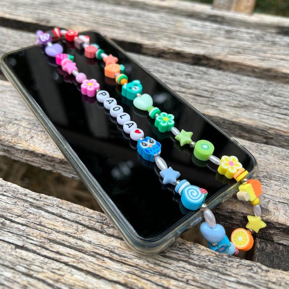 Braccialetto Per Telefono Con Perline - Cordino In Pietra Naturale, Anti-Perdita, Decorativo - Foto 4