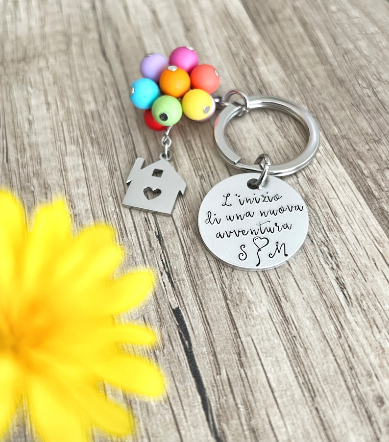 New Home Custom Keychain,Newlywed Custom Keychain, Personalized Anniversary Keychain, Up Inspired Keychain image 2