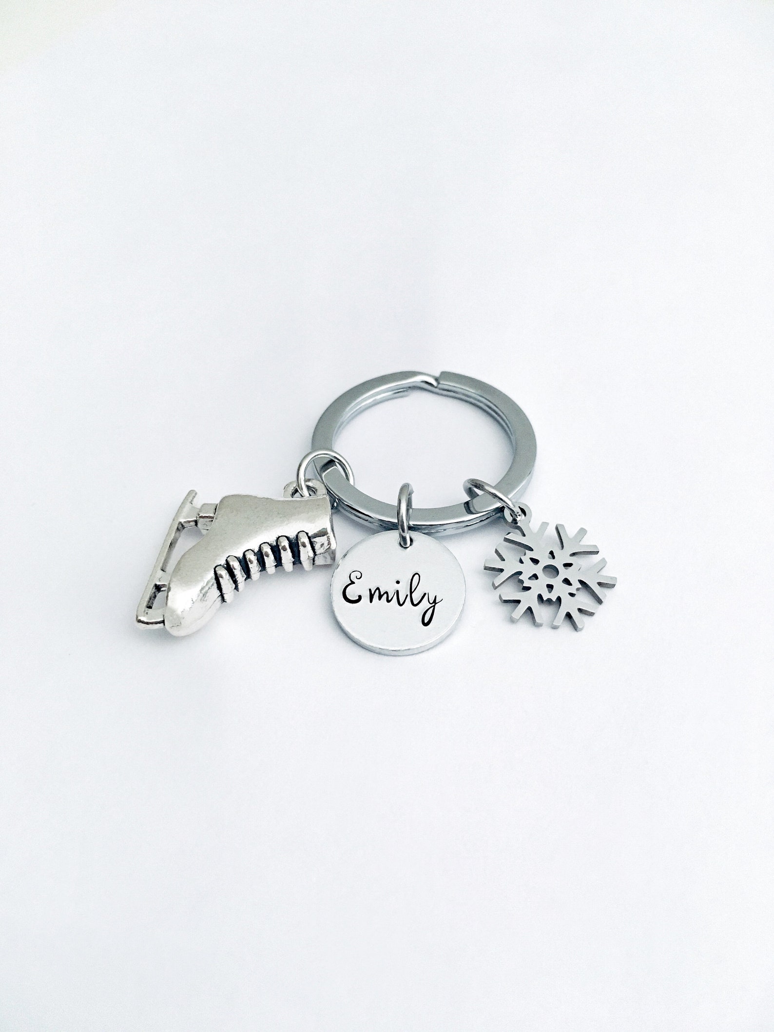 Ice Skating Keychain Personalized Keychain Initial Keyring Etsy