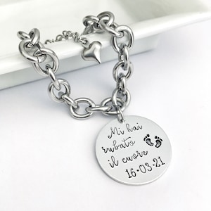 Custom Quote Bracelet, Personalized Bracelet, Custom Chain Bracelet, Custom Dog Tag Bracelet, Personalized Bracelet, Cuore