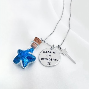 Önska dig något-halsband, Glitterflaskhalsband, Pixie Dust-flaska, Trollstavhalsband