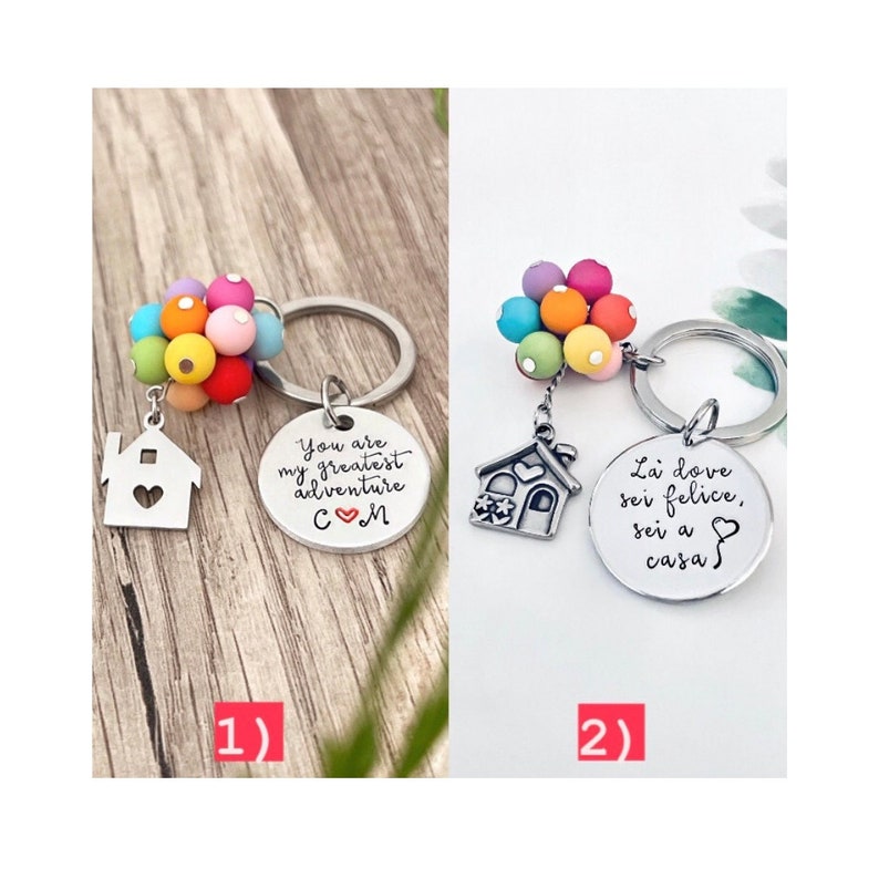 New Home Custom Keychain,Newlywed Custom Keychain, Personalized Anniversary Keychain, Up Inspired Keychain image 1