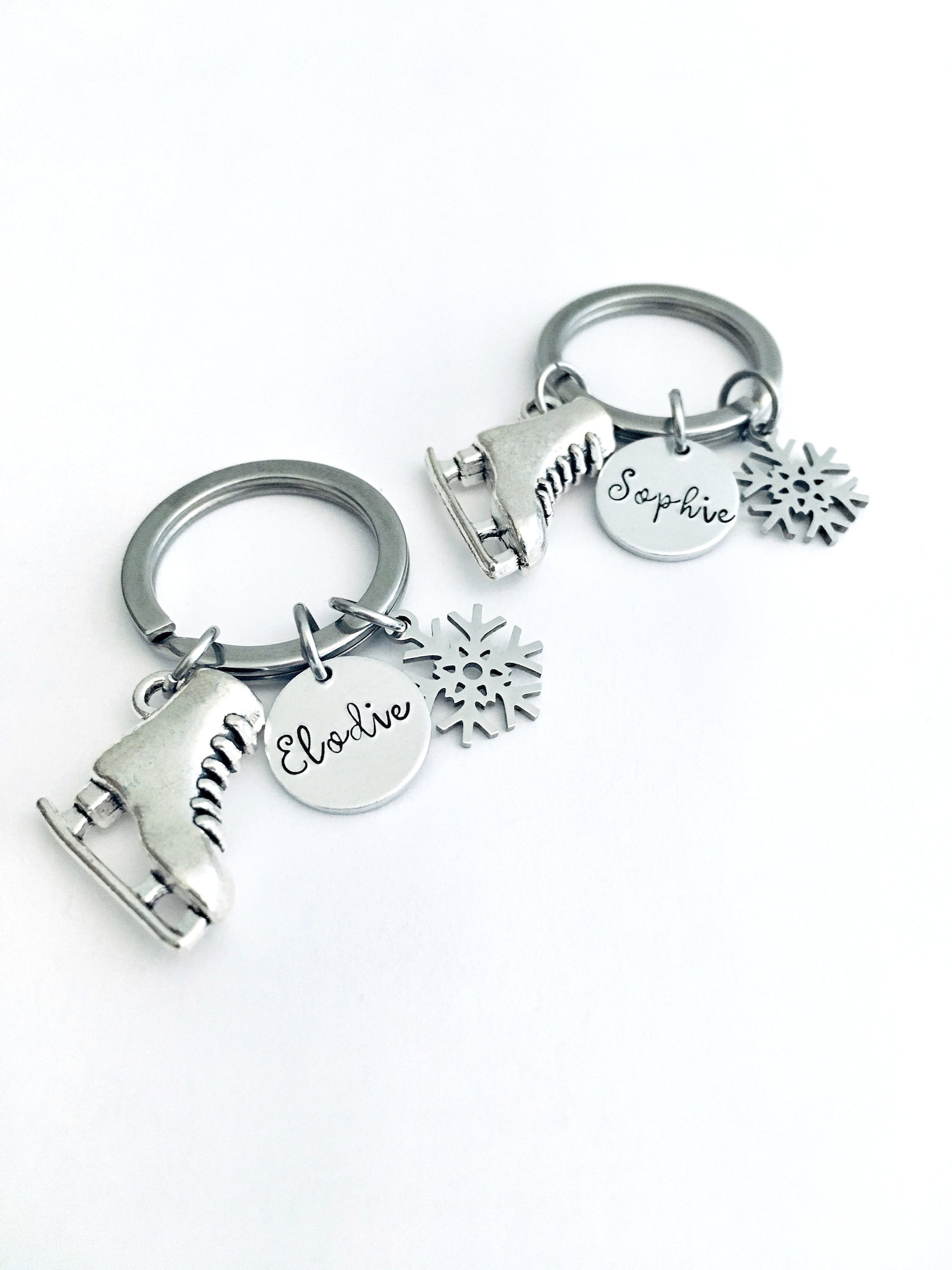 Ice Skating Keychain Personalized Keychain Initial Keyring Etsy