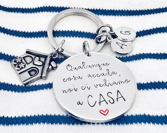 Portachiavi Casa con Frase Personalizzata, Regalo Nuova Casa, Regalo Coppia