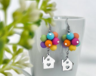 Up Earrings Disney Inspired Jewelry Balloon House Earrings Up Adventure Is Out There Flying House Earrings Flyng House Jewelry Disney