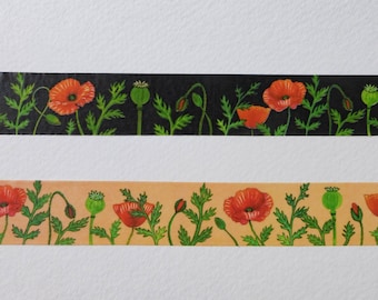 Washi Tape Poppy Lot de 2 ou à l'unité, 23 mm de large