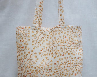 Linen Tote Bag, Magnolia Blossoms Tote, Shopping Bag, Linen Shopping Bag