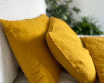 Linen Bedding set in Mustard or natural linen colour, for single bed or cot bed