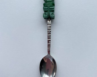 Eagle pre-owned stem on Silver Plated Souvenir Spoon top Columbus with Bust