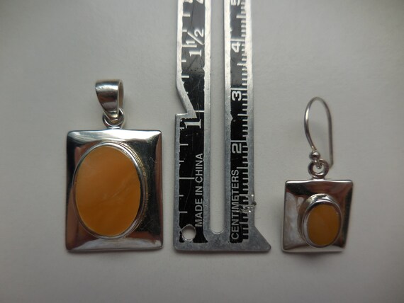 Sterling Silver Enamel Pendant Necklace and Dangl… - image 2