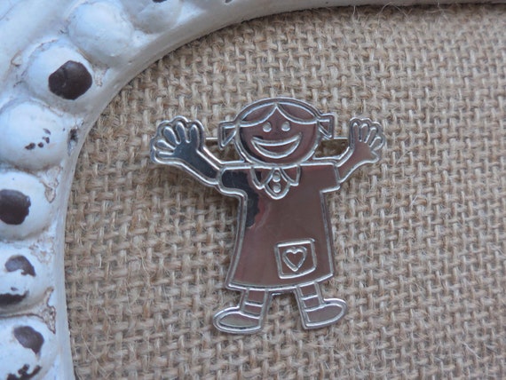 Save the Children Smiling Girl with a Heart Vintage Pin / Brooch