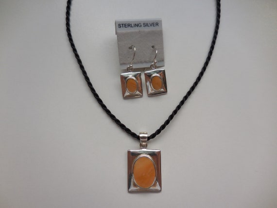 Sterling Silver Enamel Pendant Necklace and Dangl… - image 5