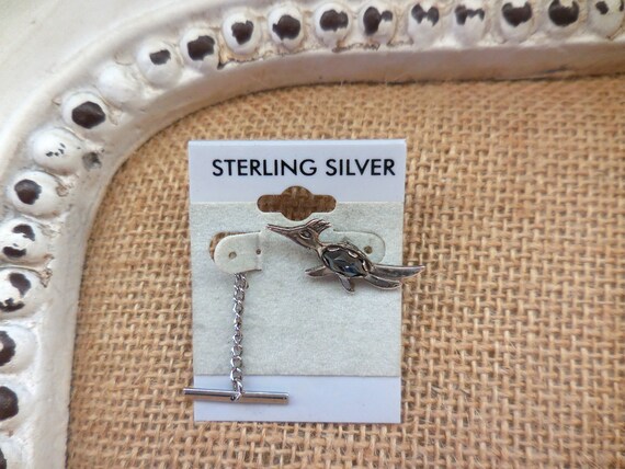 Small Native American Roadrunner Hematite Tie Pin… - image 8
