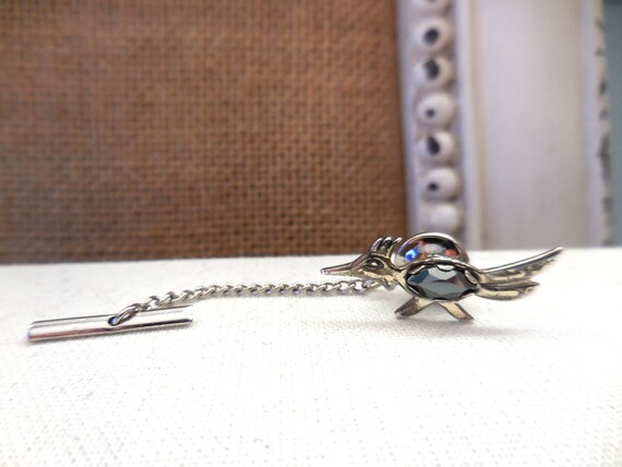 Small Native American Roadrunner Hematite Tie Pin… - image 2
