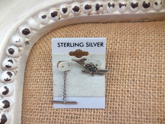 Small Native American Roadrunner Hematite Tie Pin… - image 7