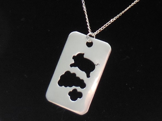 When Pigs Fly Rectangular Pendant & 24 Inch Chain… - image 1