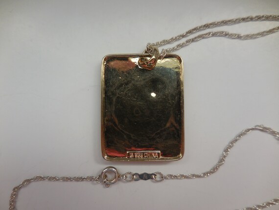 Vintage Four Leaf Clover Rectangular Pendant 925 … - image 7