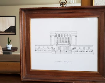 Mesa, Arizona Temple LDS Print - Hand Drawn