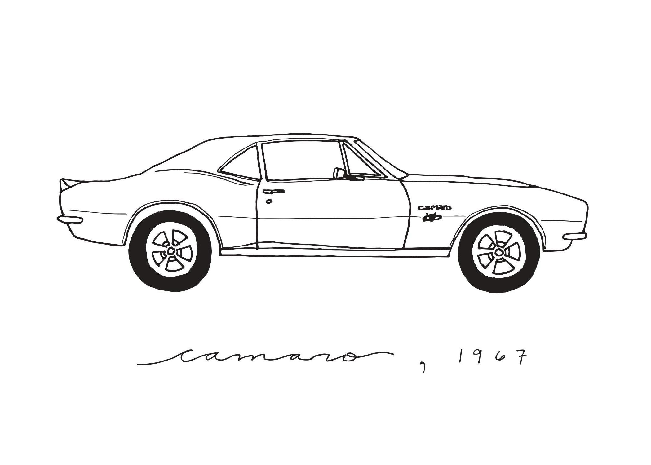 Set of 2 Camaro 1967 1969 Line Drawing Reproduction From - Etsy