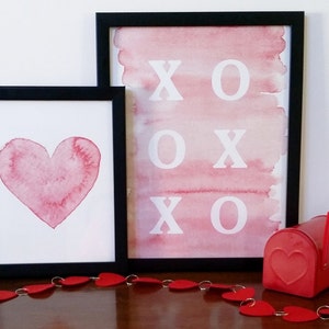 XOXO + Heart, set of 2, Valentine&#39;s Day Print - Digital Download