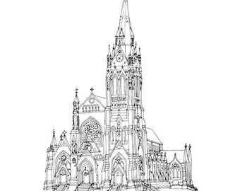St. Francis Xavier College Church Print - Hand Drawn