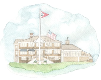 Custom Watercolor, Line Drawing for Wedding Venue