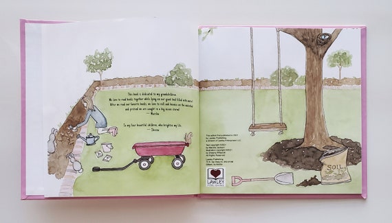 【本人直筆サイン付】Carol Pugh 水彩画 Hollyhocks Holly's Hollyhocks Children's Book - Signed Copy by the