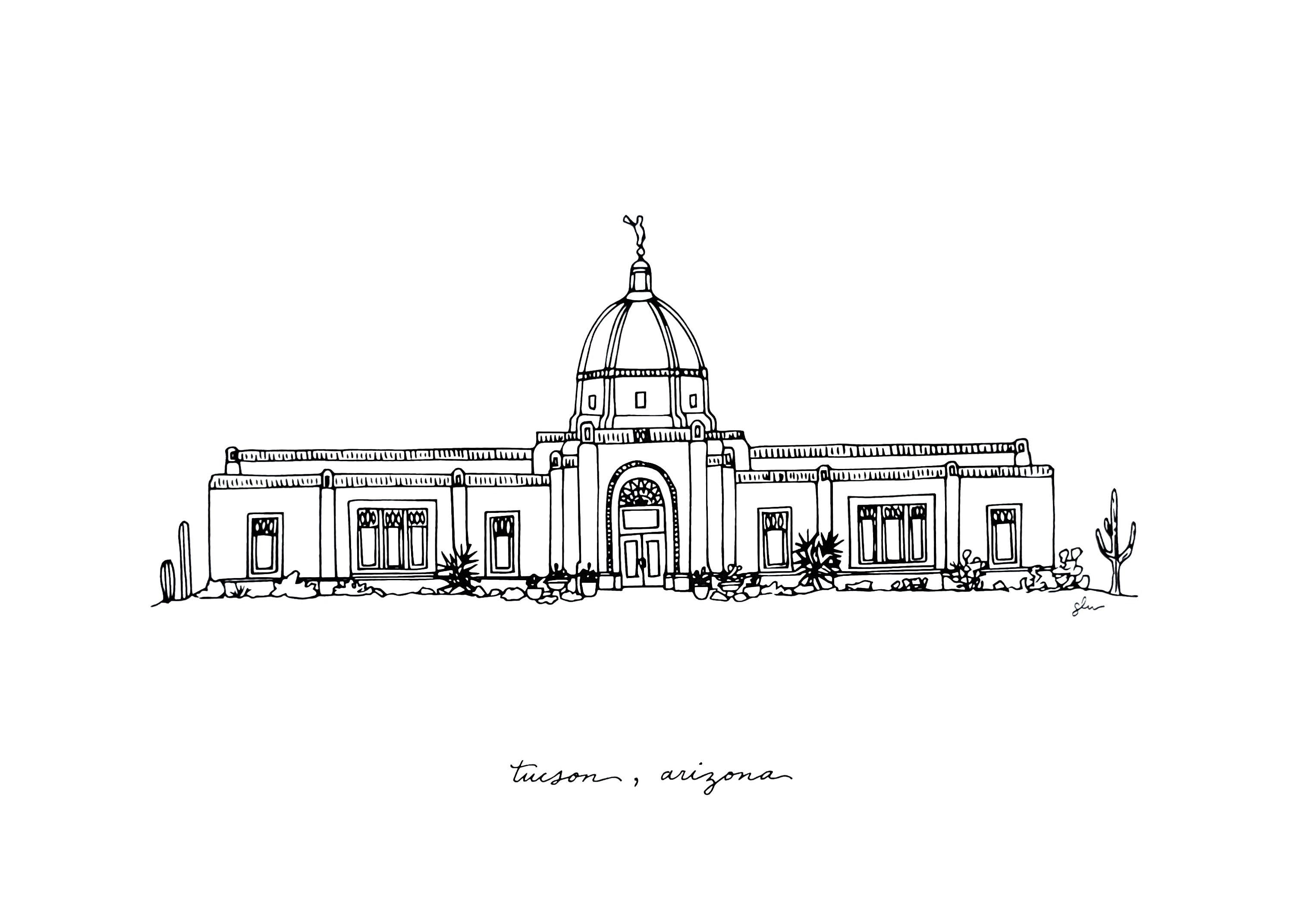Tucson, Arizona Temple LDS Print Hand Drawn Etsy