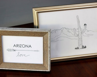 Set di 2, Superstition Mountains + Arizona Love, disegni al tratto, riproduzione del disegno a inchiostro originale