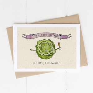 It's Your Birthday Lettuce Celebrate Handmade Watercolor Pun Greeting Card Print image 1