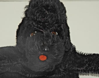 Vintage Steiff Snobby Poodle Dog Hand Puppet Black Mohair 10"