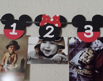 Mickey and Minnie Mouse Photo Banner, Birthday Party Decor