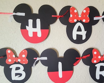 Mickey and Minnie Birthday Banner, Mickey and Minnie Banner, Mickey and Minnie Party, Mickey Minnie Birthday, Minnie Mickey Sign, Backdrop