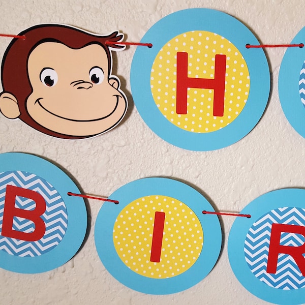 Curious George Birthday Banner, Curious George Name banner, Curious George Shower banner, I AM 1 banner, Monkey, PBS, Curious George Party