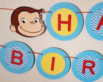 Curious George Birthday Banner, Monkey Party Decor
