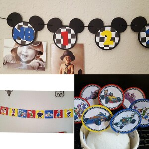 Mickey Mouse Roadster Birthday Photo Banner, First Year, NB-12 Months image 5