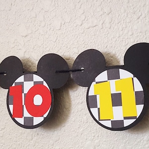 Mickey Mouse Roadster Birthday Photo Banner, First Year, NB-12 Months image 3