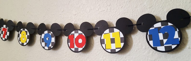 Mickey Mouse Roadster Birthday Photo Banner, First Year, NB-12 Months image 3