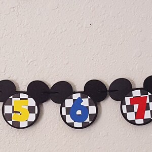 Mickey Mouse Roadster Birthday Photo Banner, First Year, NB-12 Months image 4