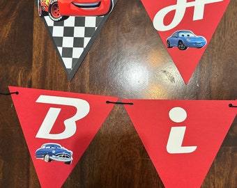 Cars Birthday Banner, Lightning McQueen Party Decor
