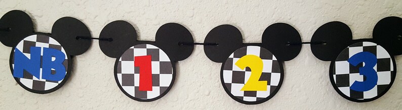 Mickey Mouse Roadster Birthday Photo Banner, First Year, NB-12 Months image 2