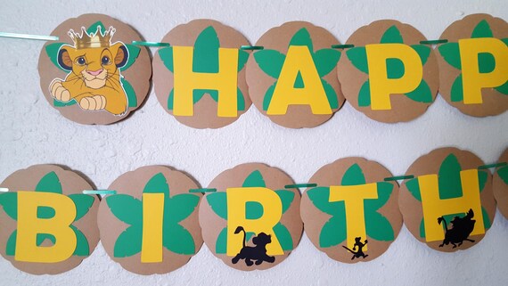 Banniere De Joyeux Anniversaire De Roi Lion Banniere Etsy
