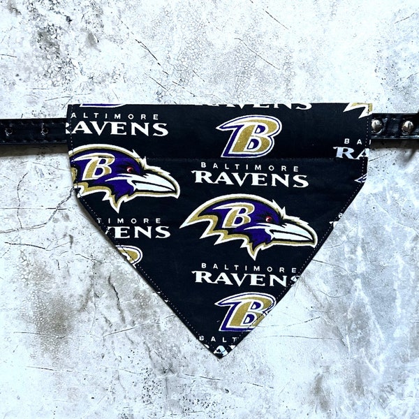 Ravens-Dog-Pet Collar Bandana-NFL-Baltimore Ravens Football Team-FAN-Pet Scarf-Pet Accessories-Reversible-2-Sided-Over the Collar-Xs-Xl