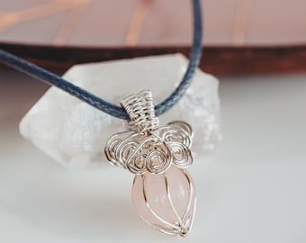 Rose Quartz Necklace, Acorn Necklace, Birthday Gifts, Gifts for Women